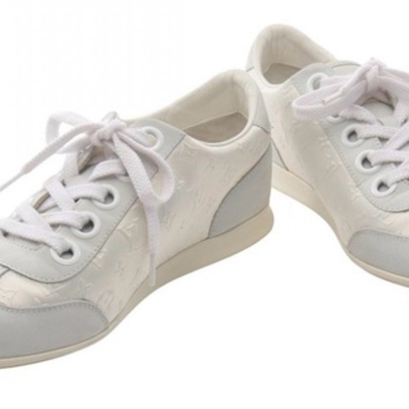 Louis Vuitton Shoes - Louis Vuitton White and Light Gray Women's Lace-Up Sneakers